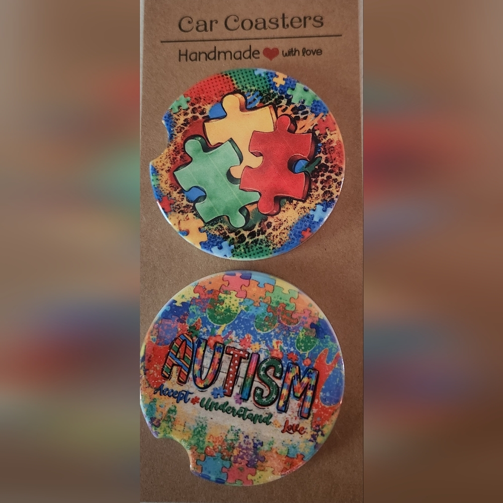 AUTISM AWARENESS CAR COASTERS - Picture 4 of 6